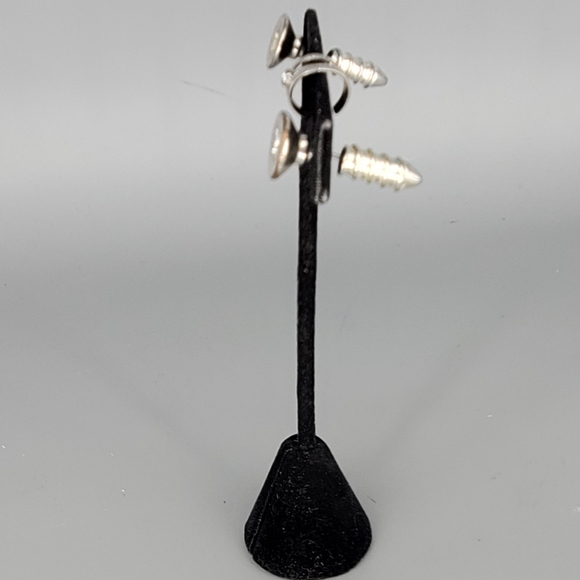 Diana Silvertone Heart Bracelet, Screw Earrings and Earring Cuff 3 Piece Set - Picture 3 of 10